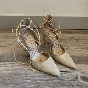 Sam Edelman Cream Lace Up Heels